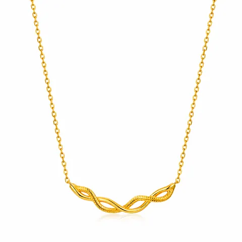 Japanse Retro Stijl 925 Sterling Zilveren Ketting Met 10K Gouden Plating Geweven Geometrische Gedraaide Golf Hanger Minimalistische Fijne Sieraden Voor Vrouwen