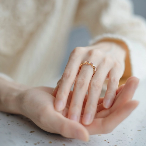 Japanese Retro 925 Sterling Silver Adjustable Wave Ring With Romantic Lavender Amethyst And Synthetic Opal Gemstone Ring For Women