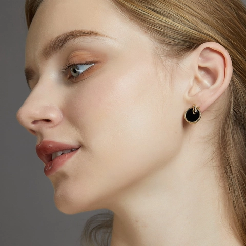 Vintage 925 Sterling Silver Serpent Wrap Stud Earrings With Black Agate Green Zirconia Gothic Snake Jewelry For Women