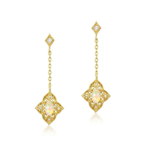 Vintage 925 Sterlingsilber Dangle Drop Ohrringe Für Frauen Elegante Geometrische Hohl Heraus Vergoldet Opal Strass Schmuck