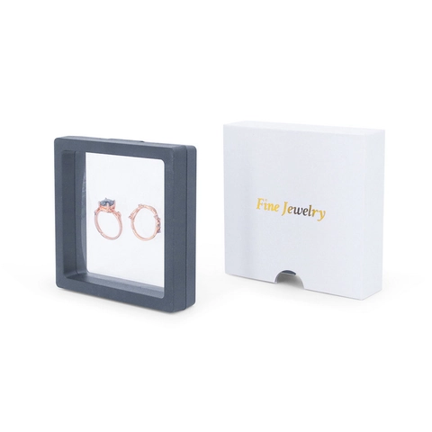 Book Style Jewelry Box With PET Transparent Film Suspension Display Case For Rings Earrings Necklaces Gold Stamping