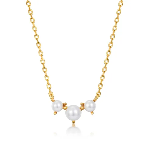 Collana con Ciondolo in Perla di Conchiglia Placcata Oro in Argento Sterling 925 Minimalista per Donna Gioielli Eleganti con Zirconia