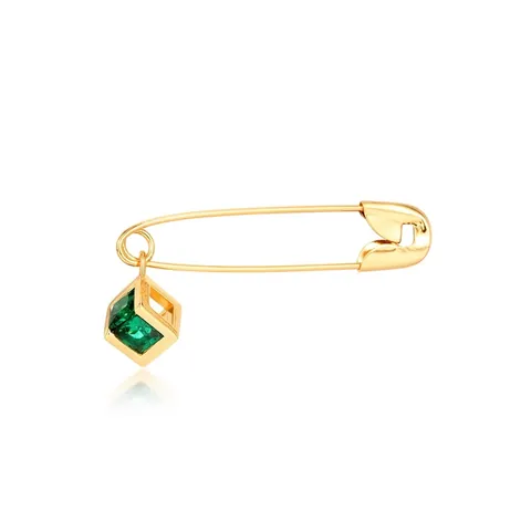 Spilla da Balia in Argento Sterling 925 Placcato Oro Con Zirconia Verde Quadrata Gioielli Design di Nicchia Per Donna