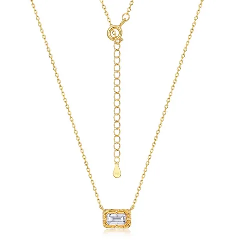 Vintage 925 Sterlingsilber Halskette Für Damen Vergoldet Geometrisch Quadrat Bergkristall Anhänger Halskette Mode Luxus Schmuck Geschenk