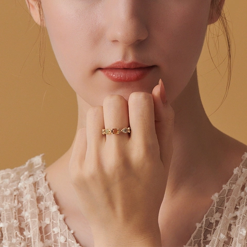 Vintage 925 Sterling Silver Natural Gemstone Ring For Women Luxury Gold Plated Leaf Design Amber Citrine Quartz Finger Ring Jewelry