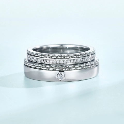 925 Sterling Silver Zirconia Couple Ring Simple Fashion Inlaid Geometric Finger Ring For Women Men Jewelry Gift