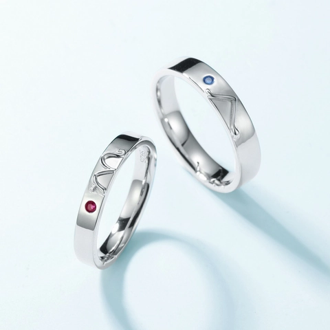 925 Sterling Silver Zirconia Winged Bird Couple Rings Fashion Simple S925 Silver Rings For Men Women Valentine's Day Gift