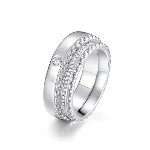 925 Sterling Silver Zirconia Couple Ring Simple Fashion Inlaid Geometric Finger Ring For Women Men Jewelry Gift