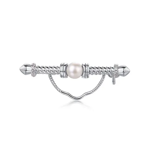 925 Sterlingsilber Süßwasserperle Zirkonia Anhänger Brosche Retro Hohle Blumen Design Für Damen Feiner Schmuck Ohne Kette