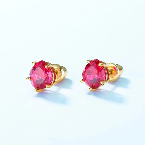 925 Sterling Silver Red Corundum Jewelry Set Gold Plated Geometric Pear Cut Stud Earrings Ring Pendant For Women