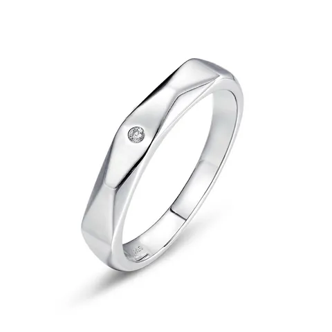 925 Sterling Zilver Moissaniet Ring Trendy Geometrisch Gefacetteerd Ontwerp Zilver Witgoud Verguld Verlovingsring Voor Mannen