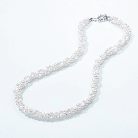 Elegante 925 Sterlingsilber Doppelschicht Gedreht Künstliche Perle Halskette Für Damen Hochzeit Party Mode Feiner Schmuck