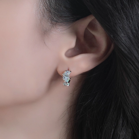 S925 Sterlingsilber Unregelmäßige Synthetische Opal Ohrstecker Für Damen Strass Eingelegt Luxus Mode Schmuck Ohrringe