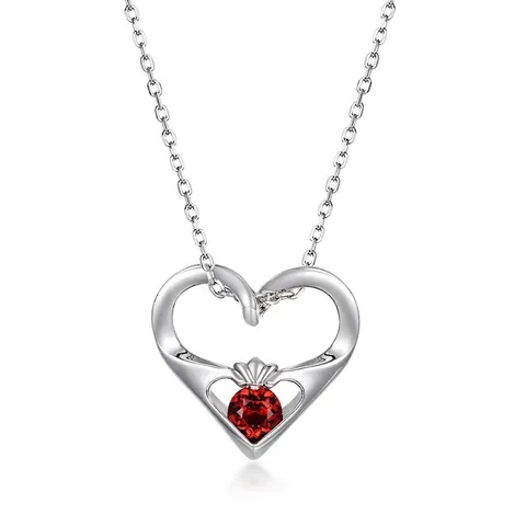 S925 Sterlingsilber Herz Anhänger Für Damen Roter Granat Herzform Minimalistischer Schmuck Geburtstag Jubiläum Zubehör