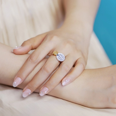 Anillo de Moneda de Plata de Ley S925 Vintage para Mujer Estilo Japonés Bicolor Chapado en Oro Anillo Abierto Ajustable