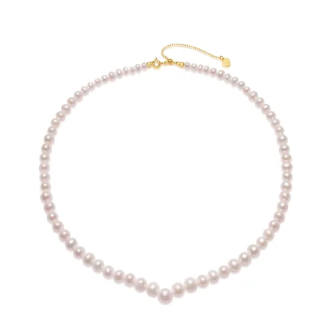925 Sterlingsilber Süßwasserperlenkette Für Damen Verlauf Rundperle Modisch Elegant Herzanhänger Schlüsselbeinkette