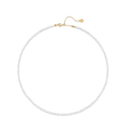 Collana in Argento Sterling 925 Con Perle d'Acqua Dolce per Donna Girocollo Minimalista Con Perle a Riso e Ciondolo a Cuore Placcato Oro