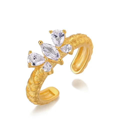 925 Sterlingsilber Zirkonia Schmetterling Ring Gold Überzogen Verstellbare Öffnung Fingerring Für Damen Elegante Mode Schmuck
