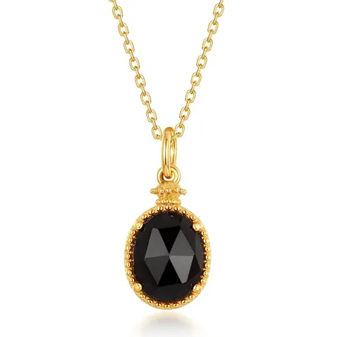 925 Sterling Silver Gold Plated Smokey Quartz White Mother Of Pearl Double Sided Oval Pendant Necklace For Women Vintage Jewelry