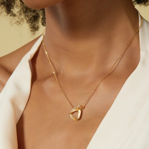Collar de Plata de Ley 925 Minimalista para Mujer Chapado en Oro 10K Colgante de Triángulo Corazón Geométrico Con Circonia Joyería LOVE