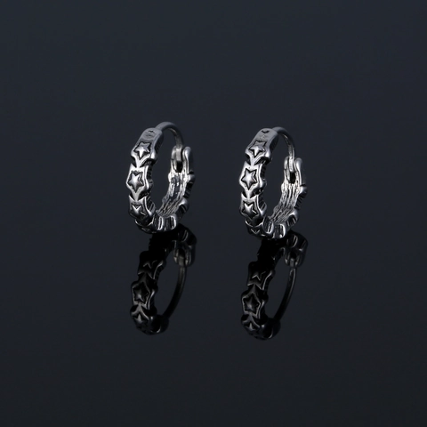 Vintage Stainless Steel Star Hoop Earring Punk Hip Hop Huggie Ear Clip Fashion Jewelry Gift For Men Women