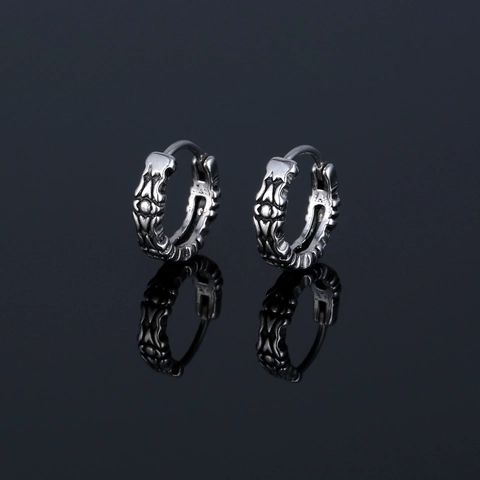 Orecchini a Cerchio in Acciaio Inossidabile Gotici Vintage per Uomo Donna Motivo Inciso Punk Argento Gioielli Minimalisti