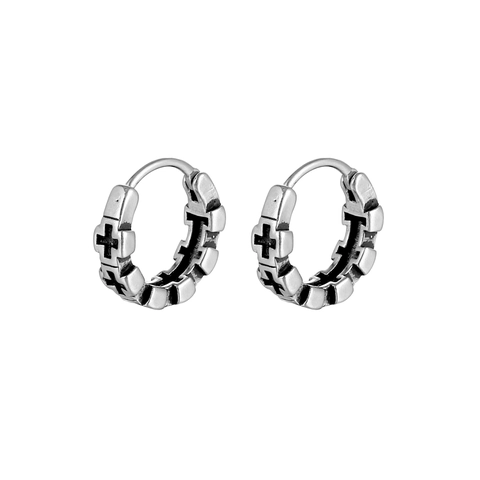 Orecchini a Cerchio con Croce Svuotata in Acciaio al Titanio Gioielli Galvanici Minimalisti Unisex Punk Gotico Retrò per l'uso Quotidiano