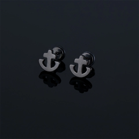 Orecchini a Bottone Retro in Acciaio Inossidabile Ancora per Uomo Donna Gioielli Hip Hop Punk Nautici Orecchini Personalizzati