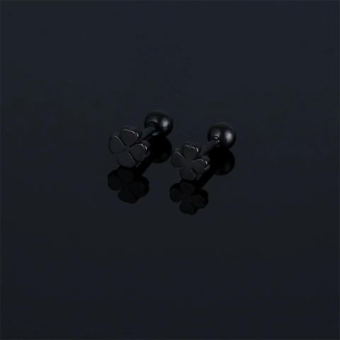 Orecchini a Bottone Minimalisti in Acciaio Inossidabile 316 a Forma di Quadrifoglio Con Chiusura a Sfera Gioielli per Donna Uomo