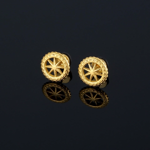 Retro Stainless Steel Eight-Pointed Star Stud Earrings Compass Rose Punk Round Circle Piercing Earrings Jewelry For Men Women