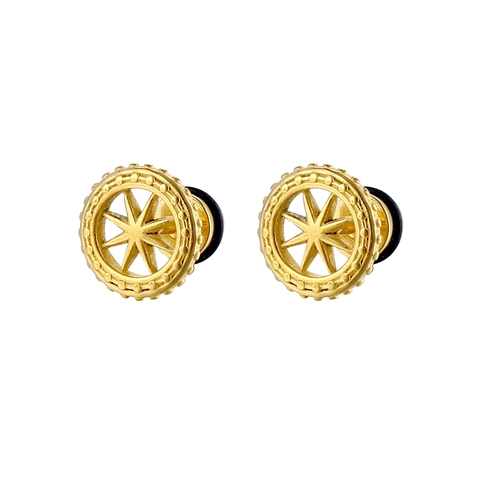 Retro Stainless Steel Eight-Pointed Star Stud Earrings Compass Rose Punk Round Circle Piercing Earrings Jewelry For Men Women