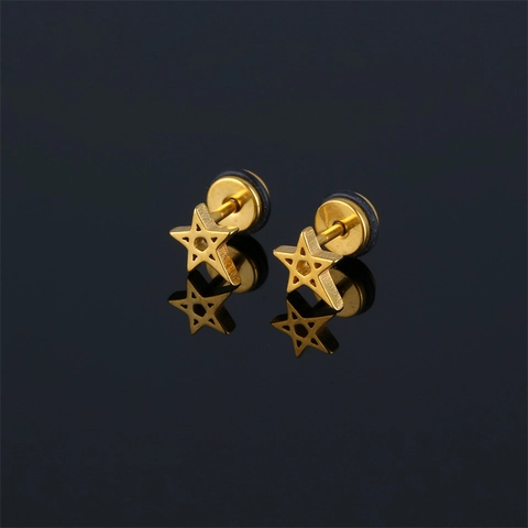 Koreanische Mode Edelstahl Stern Ohrstecker Minimalistische Hohle Pentagramm Ohrringe Elegante Unisex Schmuck Accessoires