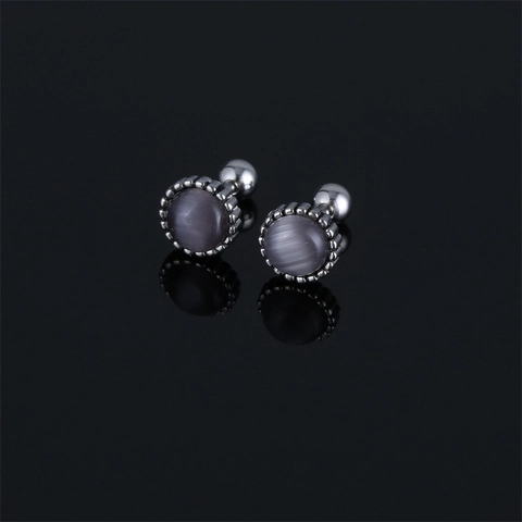 Orecchini a Bottone in Acciaio Inossidabile con Zirconia Tonda Geometrici Minimalisti Chiusura a Vite per Uomo Donna Gioielli