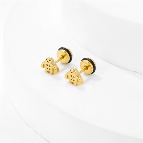Cartoon Robot Shape 316 Stainless Steel Stud Earrings For Men Women Gold Plated Screw Back Fashion Punk Jewelry Gift