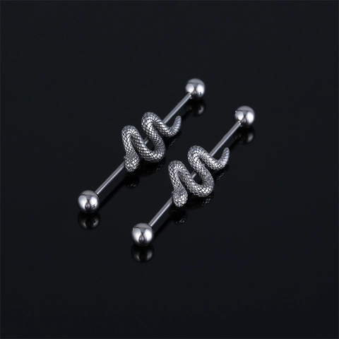 Orecchini Industrial Barbell in Acciaio Inossidabile 316 a Forma di Serpente Punk Gotico Gioielli per il Corpo Unisex