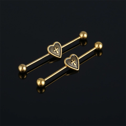 Σκουλαρίκι Industrial Piercing από Ανοξείδωτο Ατσάλι Καρδιά Σταυρός για Άνδρες Γυναίκες Πανκ Χιπ Χοπ Γοτθικό Κόσμημα