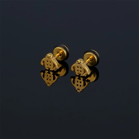 Cartoon Robot Shape 316 Stainless Steel Stud Earrings For Men Women Gold Plated Screw Back Fashion Punk Jewelry Gift