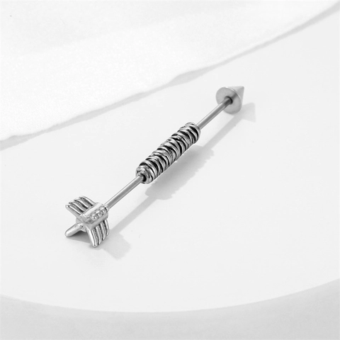Orecchino a Barbell Industriale a Freccia in Acciaio Inossidabile Hip Hop per Uomo Donna Gioielli per Piercing Punk Gotico