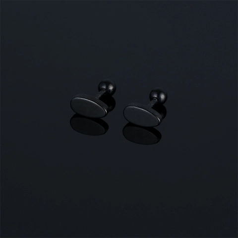 Minimalist 316 Stainless Steel Oval Stud Earrings For Men Women Geometric Polished Ball Back Street Fashion Unisex Jewelry