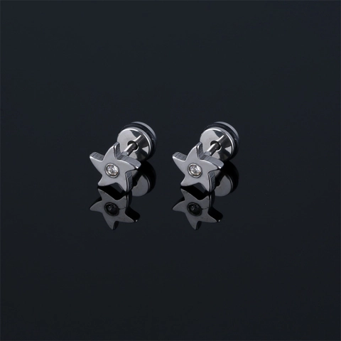 Orecchini a Bottone a Stella in Acciaio Inossidabile di Moda Pentagramma con Strass Orecchini Helix Unisex Gioielli da Piercing