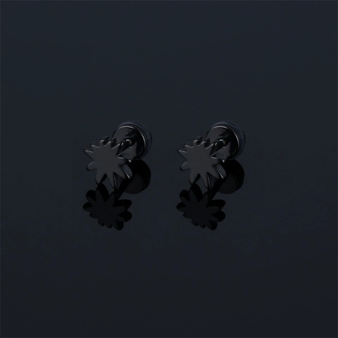 Punk Roestvrij Staal Ster Zonnebloem Oorknopjes Geometrische Veelhoek Ster Vorm Goud Zwart Vergulde Trendy Unisex Sieraden