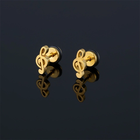 Orecchini a Bottone con Nota Musicale in Acciaio Inossidabile Vintage per Donna Uomo Gioielli Personalizzati Punk Hip Hop Regalo