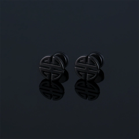 Orecchini a Bottone Tondi in Acciaio Inossidabile Minimalisti Geometrici Neri Galvanici Gioielli Piercing Unisex