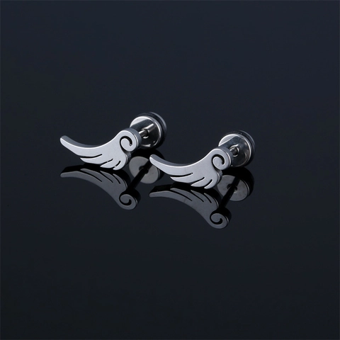 Koreaanse Mode Roestvrij Staal Vleugel Oorknopjes Hip Hop Punk Sieraden Voor Mannen Vrouwen Vintage Engelenvleugels