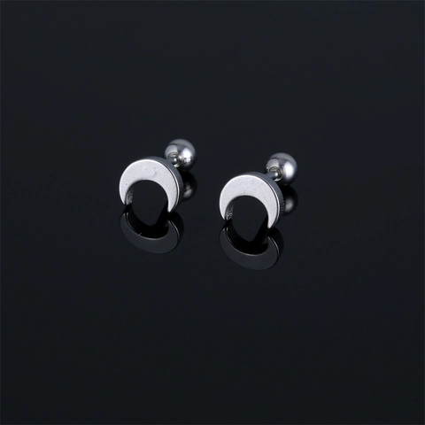 Orecchini a Bottone a Mezzaluna in Acciaio Inossidabile Minimalista Unisex Gioielli Piercing in Acciaio 316 Con Chiusura a Vite