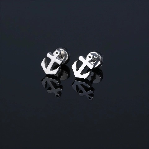 Nautical Stainless Steel Anchor Stud Earrings For Men Women Fashion Electroplated Boat Anchor Design Jewelry Earrings