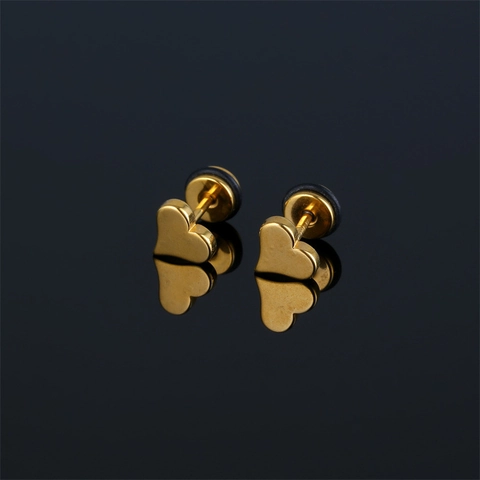 Minimalist 316 Stainless Steel Heart Stud Earrings For Men Women Electroplated Single Heart Piercing Jewelry Earrings