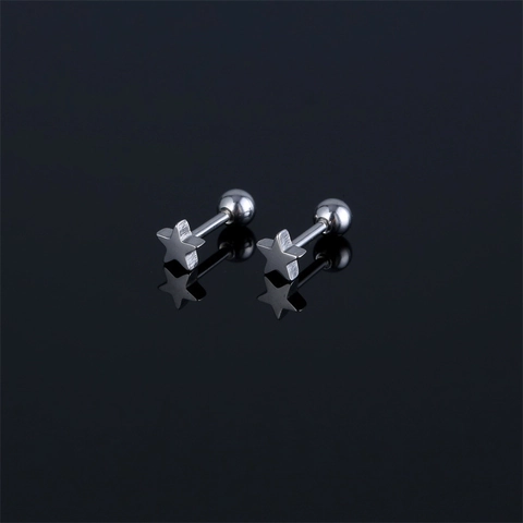 Orecchini a Bottone a Stella in Acciaio Inossidabile 316 Minimalisti Chiusura a Sfera Piccoli Gioielli Piercing Stella a Cinque Punte Unisex
