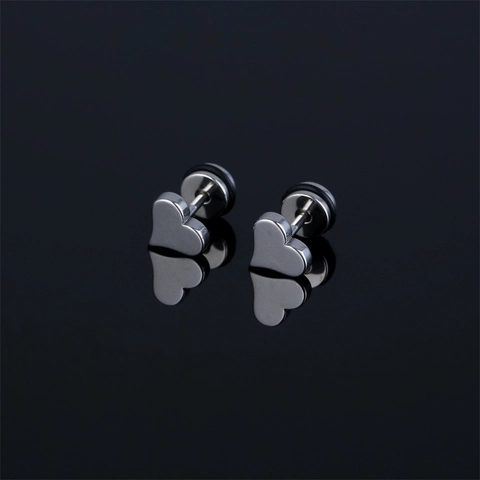 Minimalist 316 Stainless Steel Heart Stud Earrings For Men Women Electroplated Single Heart Piercing Jewelry Earrings