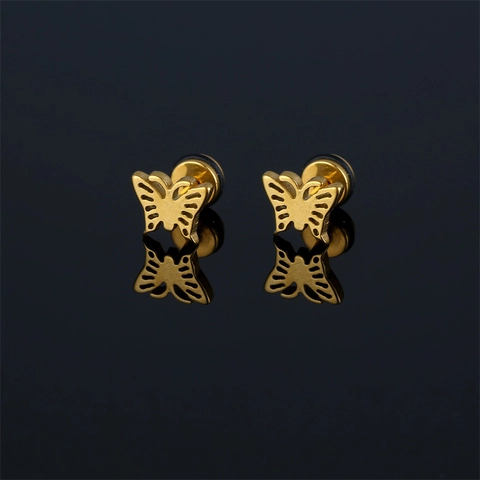Mode Vlinder Roestvrij Stalen Oorknopjes Voor Mannen Vrouwen Schroefsluiting Holle Vlinder Piercing Sieraden Punk Oorknopjes
